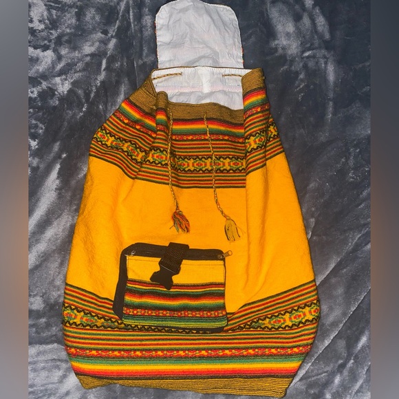 Handmade Festival Bought Hippie Boho Backpack with front mini pouch - Picture 2 of 4